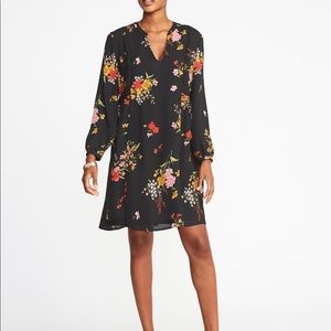 Black floral long sleeve swing dress, old navy
